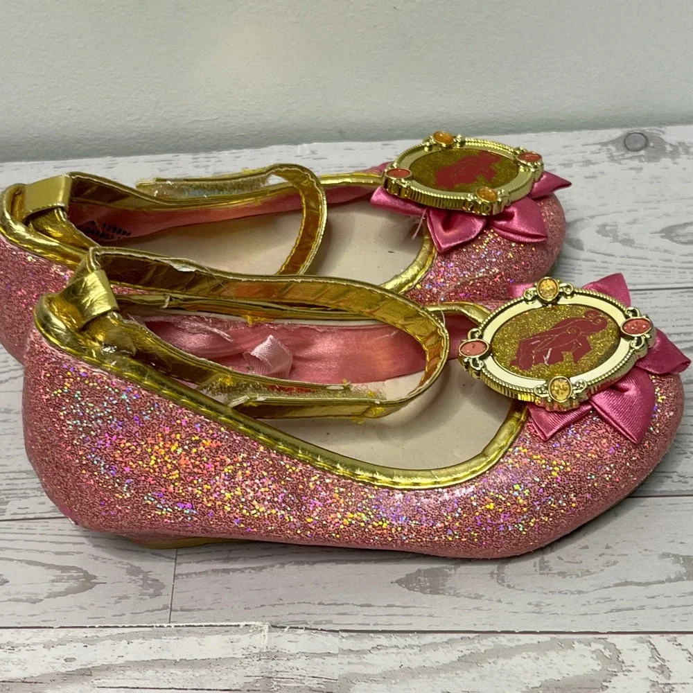 Disney Princess Aurora Sleeping Beauty Pink Glitter Dress Up Shoes Kids Size 7/8